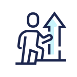 Icon with person ascending in 3A-Coaching design